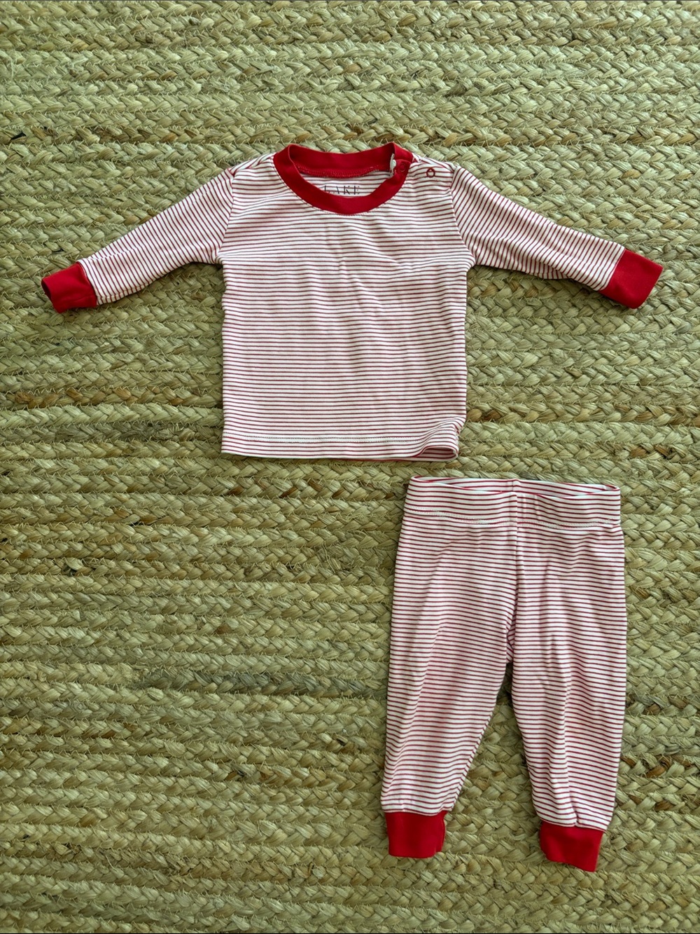 Lake pajamas red white stripe, 9-12M